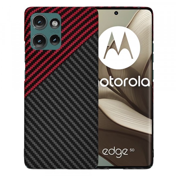 Husa pentru Motorola Edge 50, Techsuit, Carbonite FiberShell, Neagra Rosie