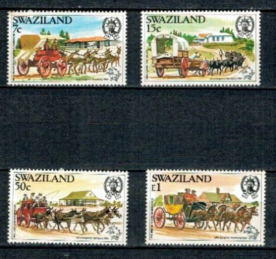 Swaziland 1984 - UPU, cai, trasuri, serie neuzata foto