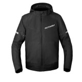Geaca moto, windproof, impermeabila, protectii umeri coate si spate certificate CE, gluga detasabila, Negru, Motowolf