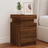 Cumpara ieftin Noptieră cu lumini LED, stejar maro, 35x39x55 cm