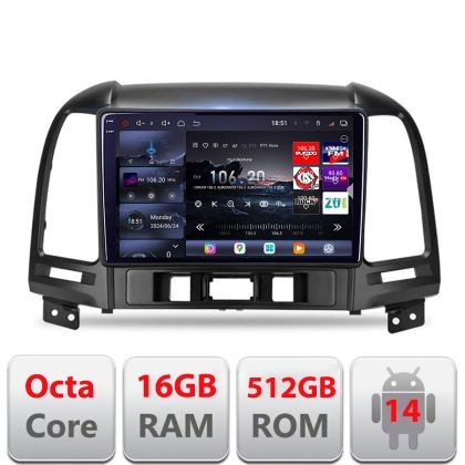 Navigatie Hyundai Santa Fe 2007-2012 Edotec Kit-008 8 core QLED 2K 16+512 360 Android Waze USB Navigatie Internet Youtube Radio CarStore Technology
