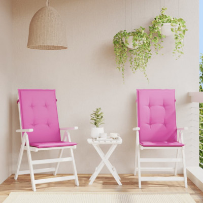vidaXL Perne scaun cu spătar &amp;icirc;nalt, 2 buc., roz, 120x50x3 cm, textil foto