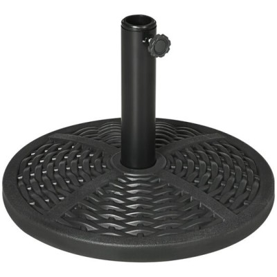 Suport pentru umbrela 38-48 mm, rotund, HDPE, imitatie ratan, negru, 45x33 cm foto