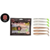 Shad Quantum Q-Paddler Power Packs Clear Water Mix 3x salt &amp; pepper UV-tail + 3x sand goby 8cm