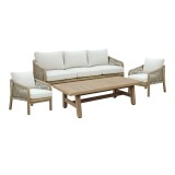 Cumpara ieftin Set 4 buc masă și scaune de grădină Malibu Bej 203x79.5x68.5 cm