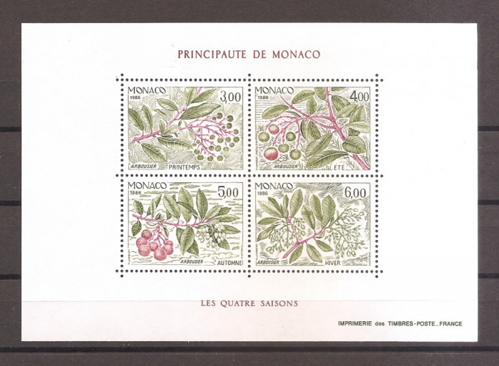 Monaco 1986 - Cele patru anotimpuri ale căpșunului (colita dt), MNH