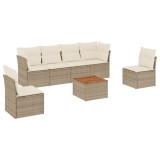 Cumpara ieftin Set canapele de gradina, 7 piese, cu perne, bej, poliratan