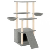 Cumpara ieftin Ansamblu pisici, stalpi din funie sisal, gri deschis, 133 cm