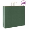 VidaXL Pungi de h&acirc;rtie 50 buc cu m&acirc;nere verde 54x15x49 cm 4101724