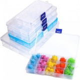 Set de 6 cutii de depozitare Hakacc, plastic, albastru/transparent
