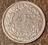 C50 - Moneda foarte veche - Elvetia - 1/2 franci - 1974, Europa