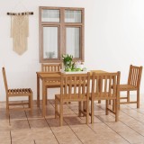 Set mobilier gradina vidaXL, 7 piese, lemn masiv tec, masa 150x90cm, 6 scaune, interior/exterior