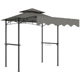 Outsunny Pavilion de grătar 242x149x248 cm rezistent la apă ignifug pavilion de grădină cu acoperiș cu dublu strat Gri | Aosom Romania