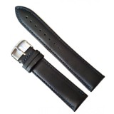 Curea Ceas din Piele Naturală Neagră, cu Cusătură Albastră 20mm 22mm