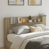Cumpara ieftin Tăblie de pat cu dulap și LED, stejar sonoma, 180x16,5x103,5 cm
