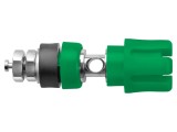 Soclu banană 4mm, verde, 30A 60VDC, nichelat pe panou