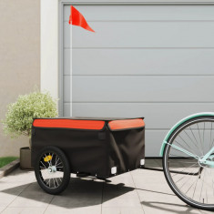 Remorca pentru biciclete, negru si portocaliu, 45 kg, fier GartenMobel Dekor