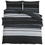 Cumpara ieftin Set cu husa de pilota, negru si alb, 140x200 cm, bumbac