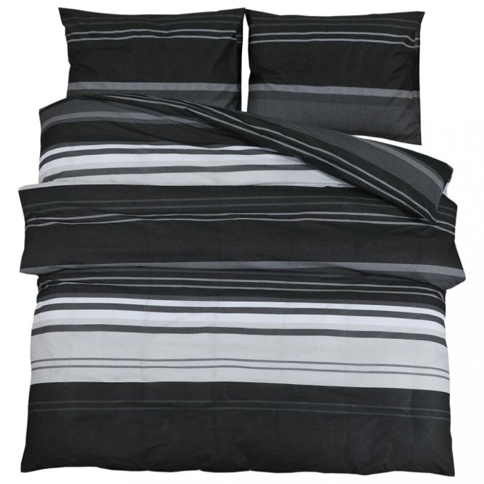 Set cu husa de pilota, negru si alb, 200x220 cm, bumbac