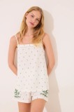 women&#039;secret set de pijama de bumbac culoarea alb, bumbac, 3599198
