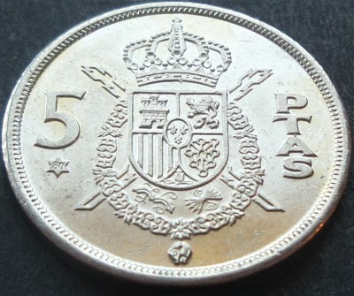 Moneda 5 PESETAS - SPANIA, anul 1980 (model 1975) * cod 1705 B = UNC foto