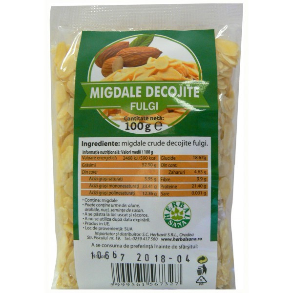 Fulgi Migdale Crude Decojite Herbavit 100gr