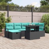 vidaXL Set de canapele pentru grădină cu pernă 7 pcs Negru Rattan poli 3359803