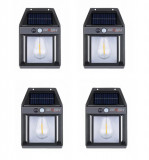 Set 4x Lampa solara LED de perete cu senzor de miscare, 3 moduri de iluminare, BZRSH, lumina calda