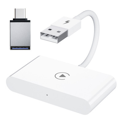 Adaptor Wireless Techstar&amp;reg; CTHT-020-2 Pentru Apple CarPlay Si IPhone IOS 10+, Dongle USB-Type C , WiFi 5G, Bluetooth, Conectare Automata, Alb foto