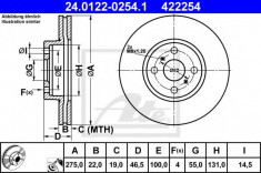 Disc frana TOYOTA YARIS (P9) (2005 - 2013) ATE 24.0122-0254.1 foto