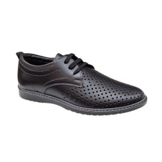 Pantofi barbati din piele naturala - Model Sport Casual Perforat Negru 129N