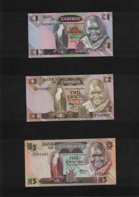 Set Zambia 1(rar)+2+5+10+20+50 kwacha 1980-1988 unc foto