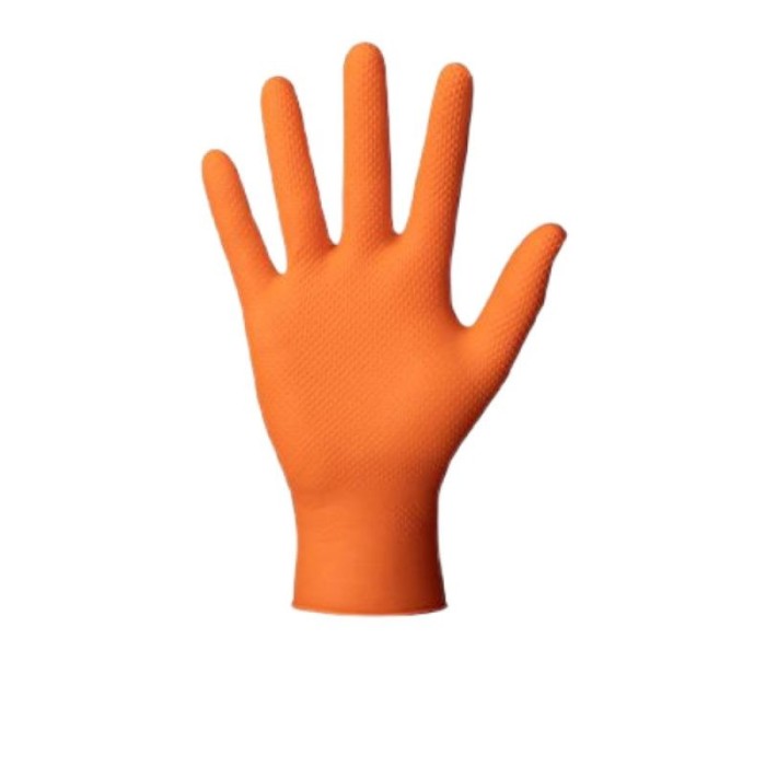 Set 50 bucati Manusi unica folosinta portocalii Ideall Grip, masura 2XL
