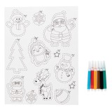 Set creativ pentru colorat cu suprafata magentica,figurine Craciun cu carioci incluse