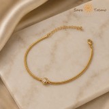 Cumpara ieftin Bratara Lumina Cristalului , Bratara dama placata cu 3 straturi de aur 18K Brazilia, cu stanta, 19 cm + prelungire 6 cm