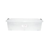 Cutie depozitare 40L cu capac si roti din plastic transparenta 725x470x200mm
