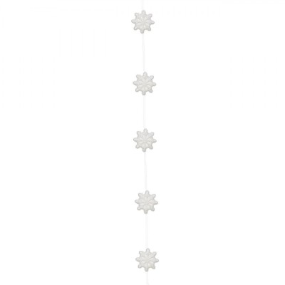 Decorațiune Suspendabilă Crăciun, Ghirlandă Fulgi, Glitter Holografic, 85cm, Alb, Spumă foto