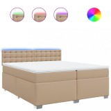 Cumpara ieftin Pat continental cu saltea, cappuccino, 200x200 cm, piele eco