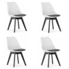 Set 4 scaune bucatarie/living, Artool, Mark, PP, lemn, alb si negru, perna neagra, 49x43x82 cm, Leobert