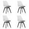 Set 4 scaune bucatarie/living, Artool, Mark, PP, lemn, alb si negru, perna neagra, 49x43x82 cm