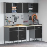 vidaXL Dulap de lucru cu sertar 10 pcs Negru Lemn ingineresc și oțel 3321478