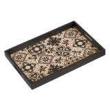 Tava pentru Servit din Lemn cu Modele Negre 41x28x3.5cm ABYZ&reg;&trade;