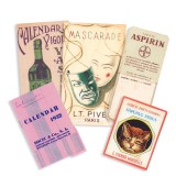 O oglindă, trei calendare de buzunar, un carnețel și un bilet cu reclama unor mărci comerciale
