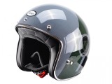 Casca Moto Scuter Open Face Trendy 20 T-104 Gri-Verde-Negru, Marimea L, Design Vintage, Interior Hipoalergenic + Viziera Protectie Solara