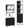 VidaXL Set mobilier de baie, 3 piese, negru, lemn compozit