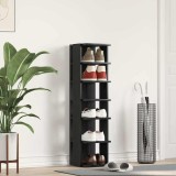 VidaXL Dulap pantofi, stejar negru, 25x27x102 cm, lemn prelucrat