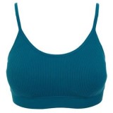 Bustiera Ribbed Seamless Petrol cu Pernute și Bretele Reglabile, CMCLASS