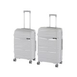 Set 2 Valize Rigide Leziter TraveLux Voyager VII, Gri, Plastic PP, Roti Duble 360&deg;, TSA