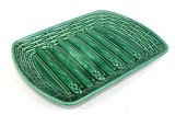 Superb platou vechi de majolica decorat cu motive vegetale in relief asparagus, Negru