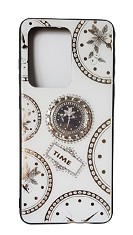 Husa cu pietricele + inel rotativ &#039; Clock &#039; Samsung Galaxy S20 Ultra , Alb